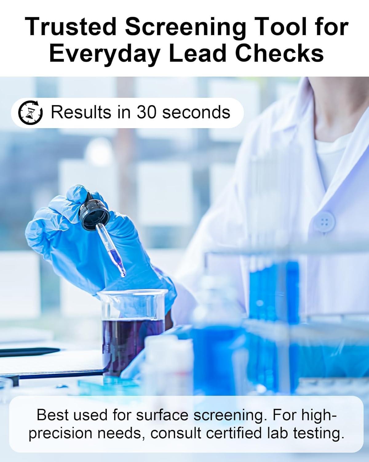 30 Pcs Lead Test Kit for Dishes, Premium Lead Testing Swabs for Paint & Jewelry,