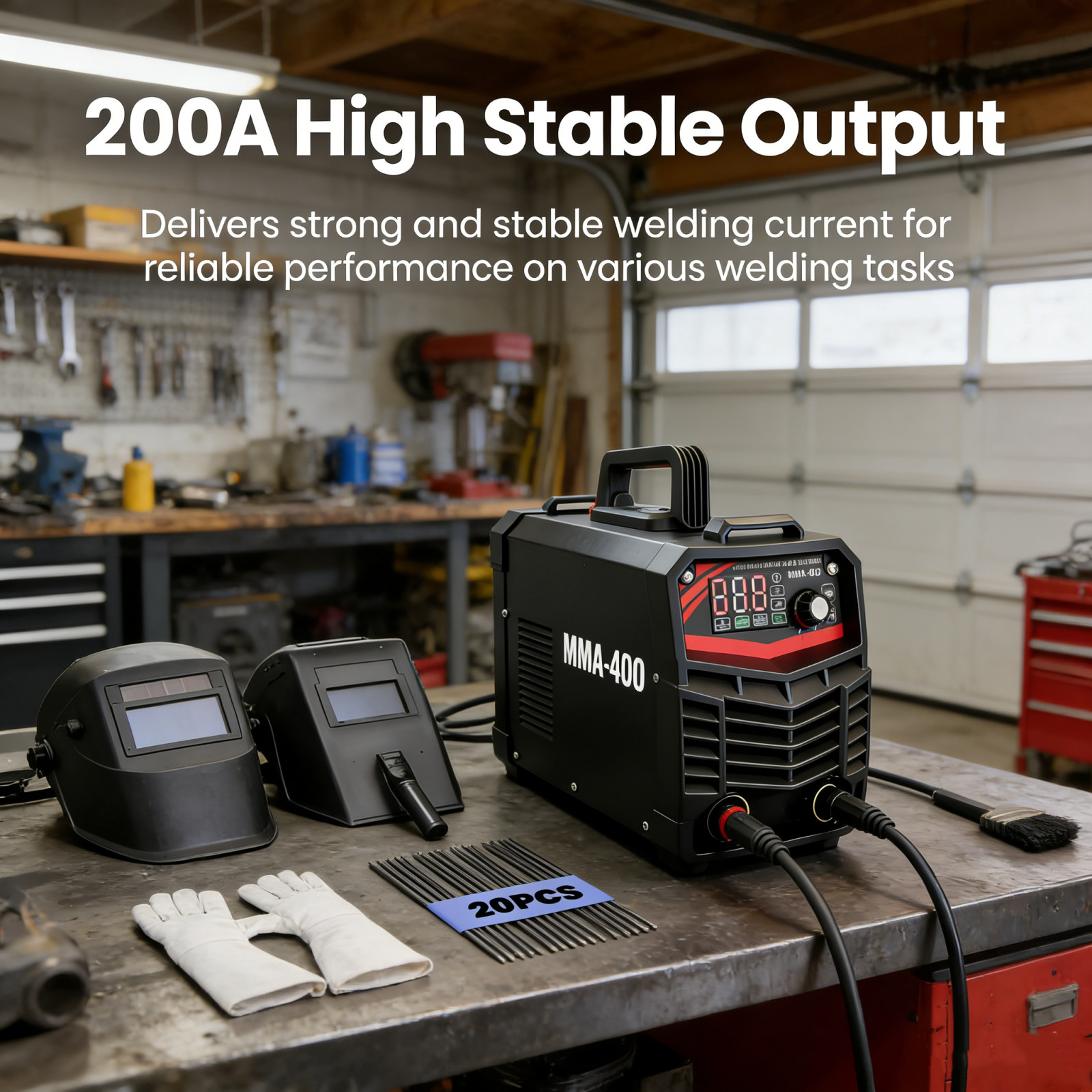 200A-MMA Stick Welder 110V/220V LED Portable Safe W/Gloves Mask and Electrodes