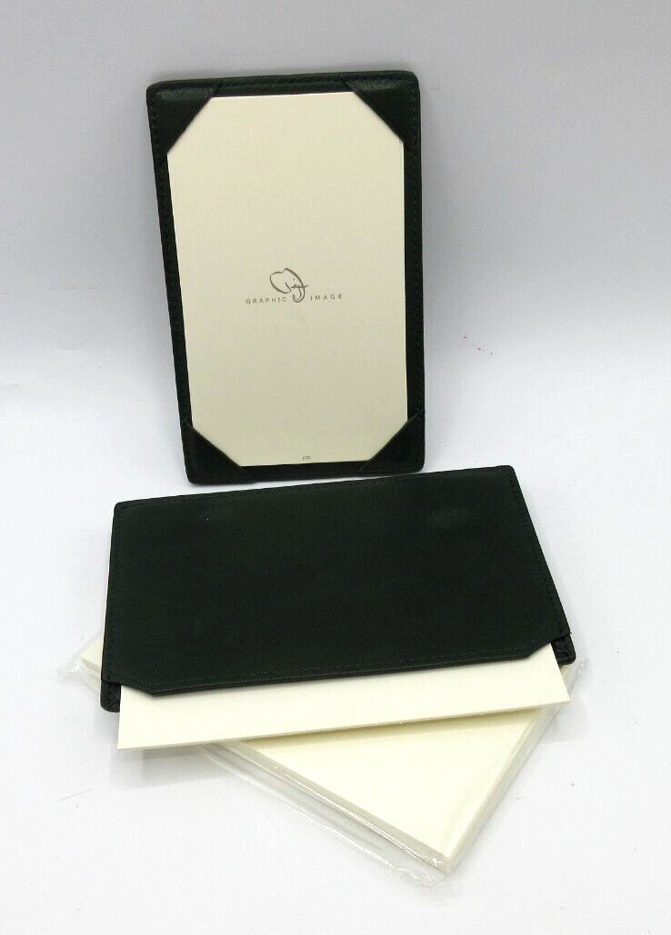 Graphic Image Jotter Personal Pocket Leather w 24 Cards Refillable DARK GREEN