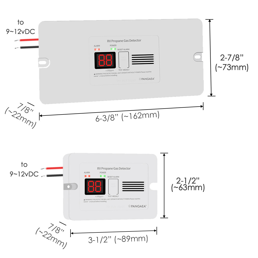 PANGAEA Digital RV Propane Gas Detector with Loud 85dB Alarm 12vDC, LED Display