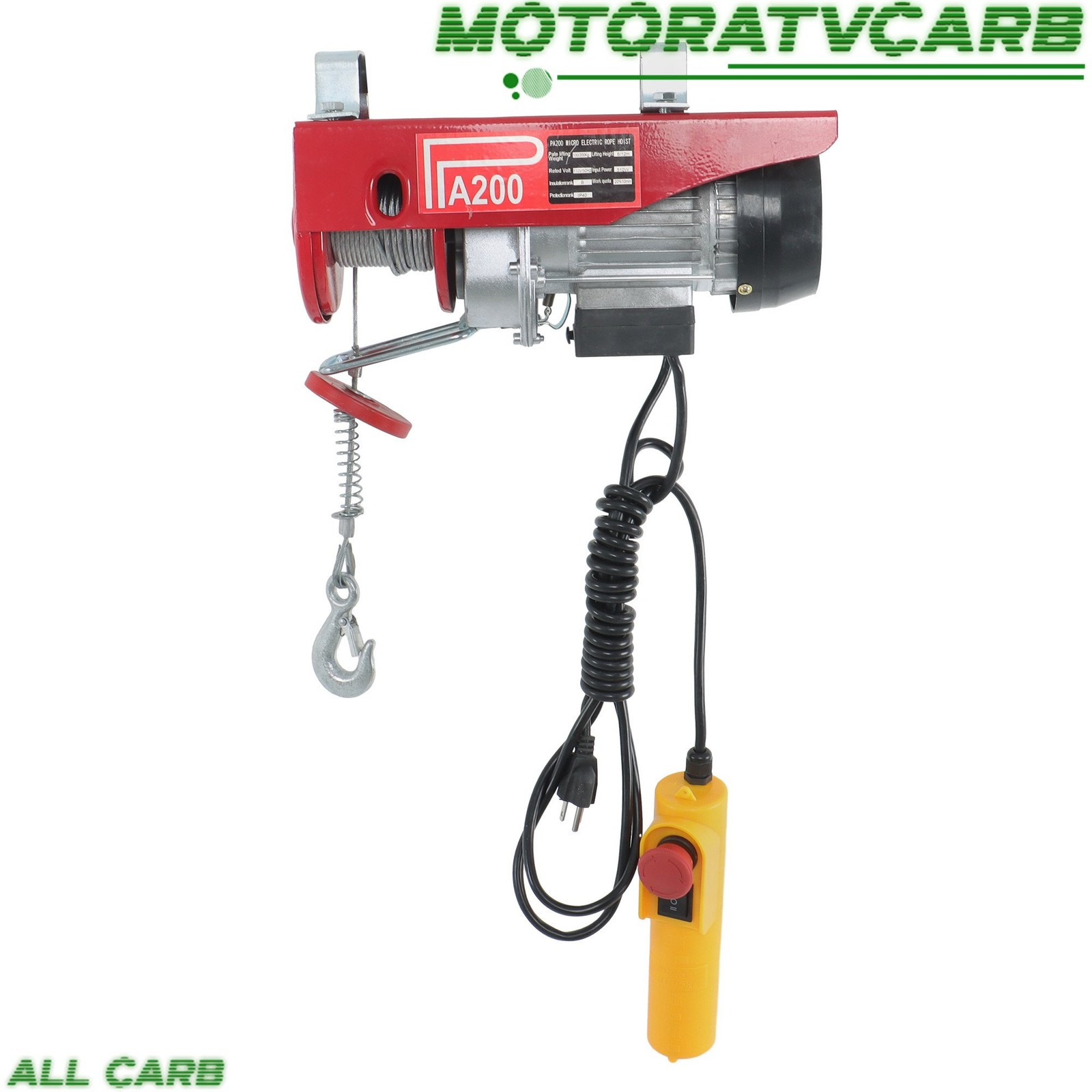 ALL-CARB 440lbs / 200kg Mini Electric Hoist 6.6 ft Wired Remote Control 110V
