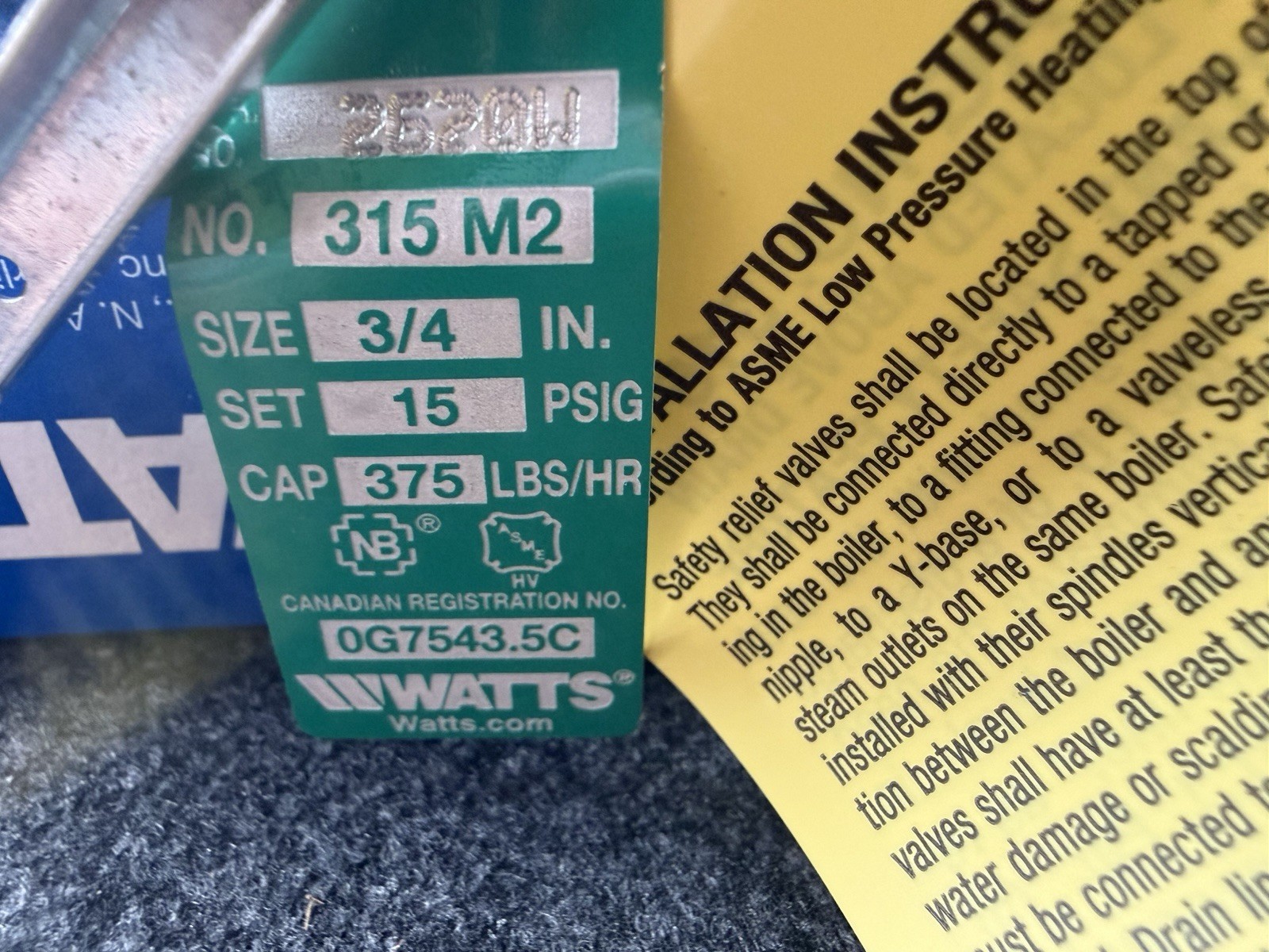 WATTS Steam Safety Relief Valve: MNPT FNPT 3/4 in x 3/4 in Bronze, 15 PSI 315M2