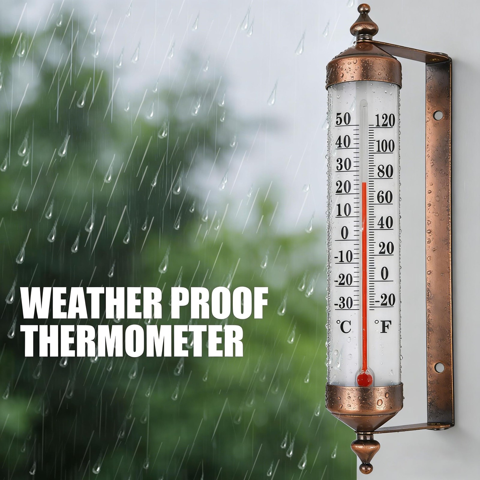 10″ Large Numbers Steel Outdoor Thermometer with Waterproof for Home & Garden