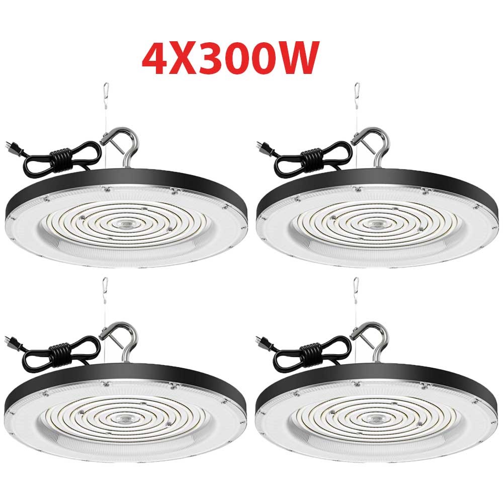 4 Pack 300W UFO LED High Bay Light Industrial Factory Warehouse Shop Commercial
