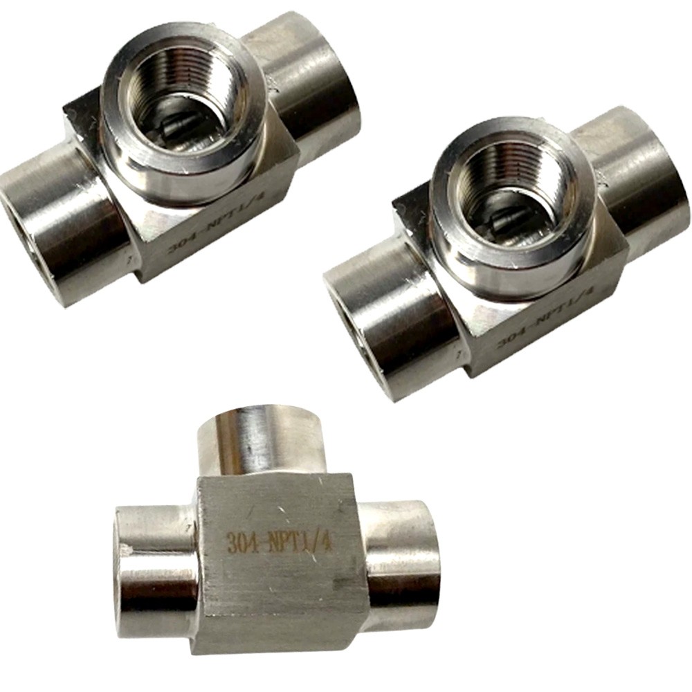 3Pcs 1/4″ Tee T 3 way Female 304 SS Threaded Connector Pipe Fitting NPT USA