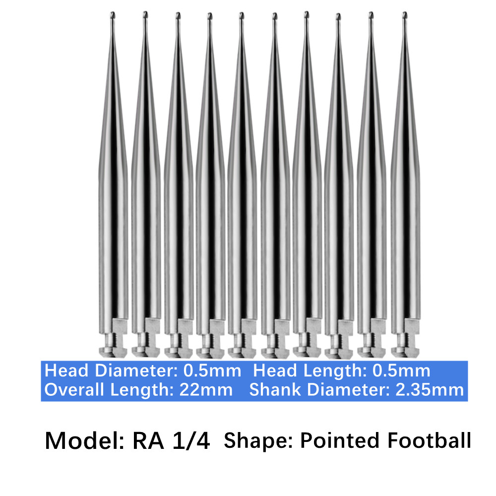 10/pk Dental Carbide Burs RA Latch Type 22mm Inverted Cone Football Low Speed