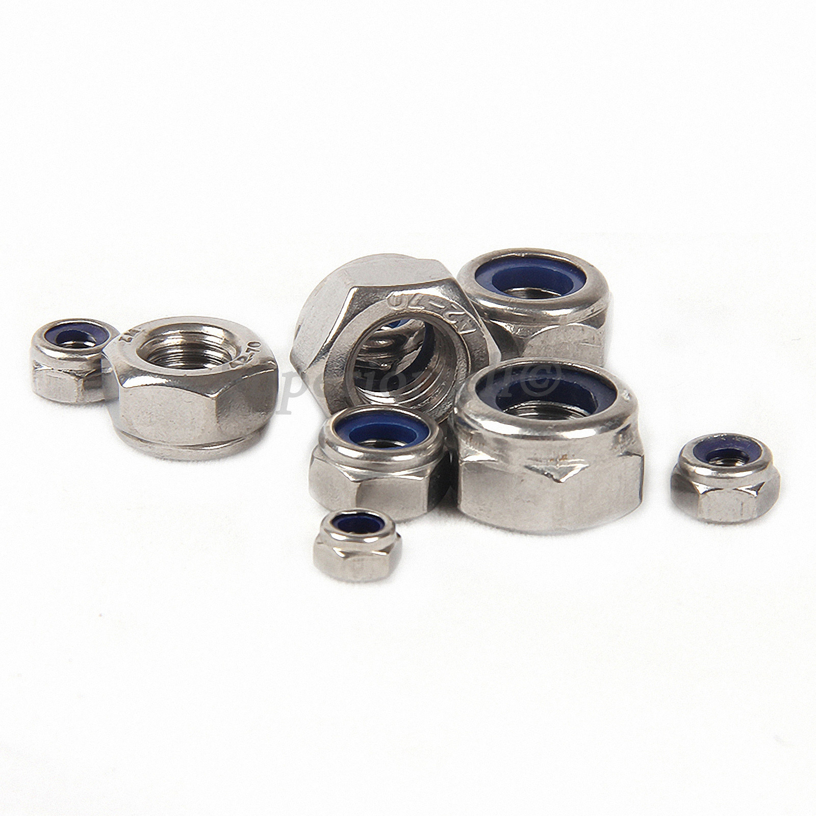 M4 M5 M6 M8 M10 M12 Hex Nyloc Nylon Insert Locking Nuts – SUS201 Stainless Steel