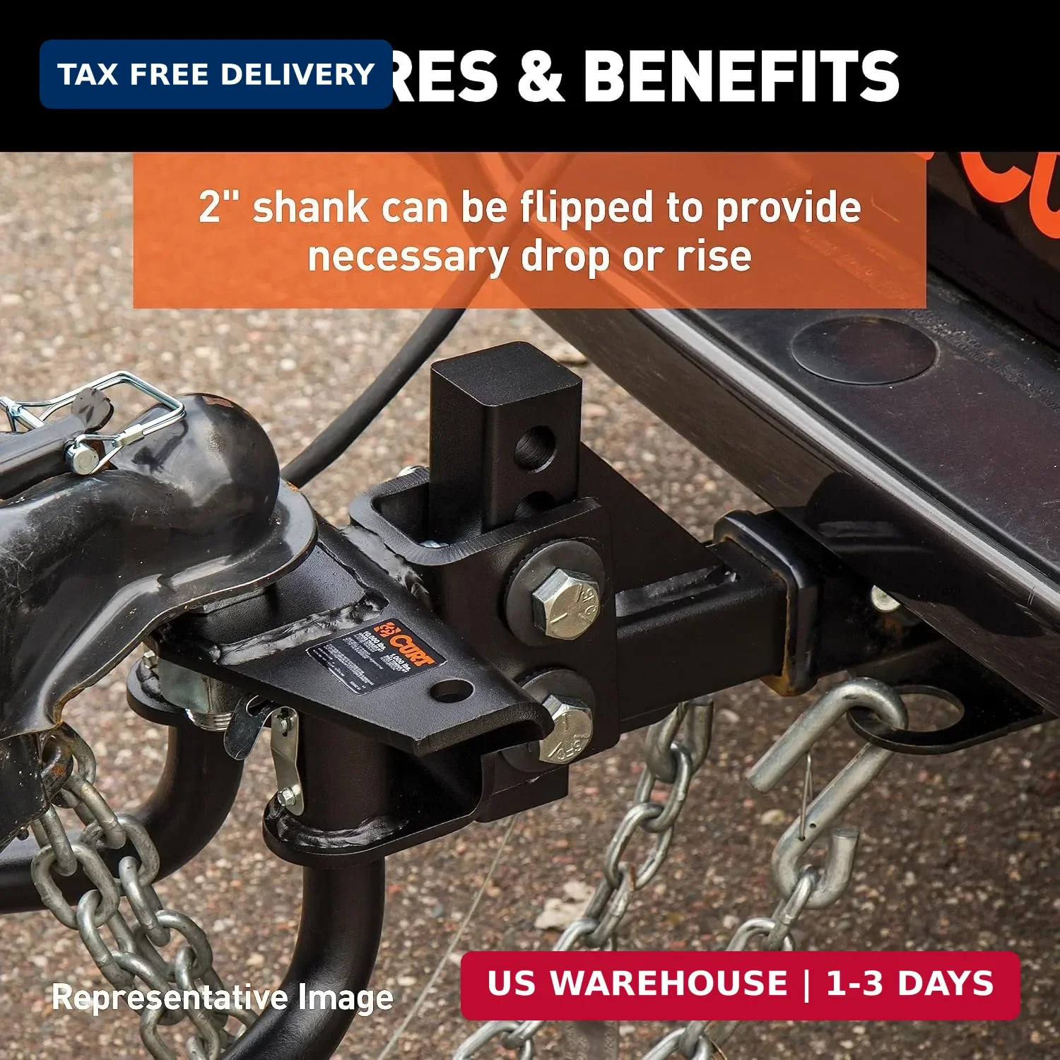 17063 Round Bar Weight Distribution Hitch with Sway Control, 14,000 lb | 1,000-1