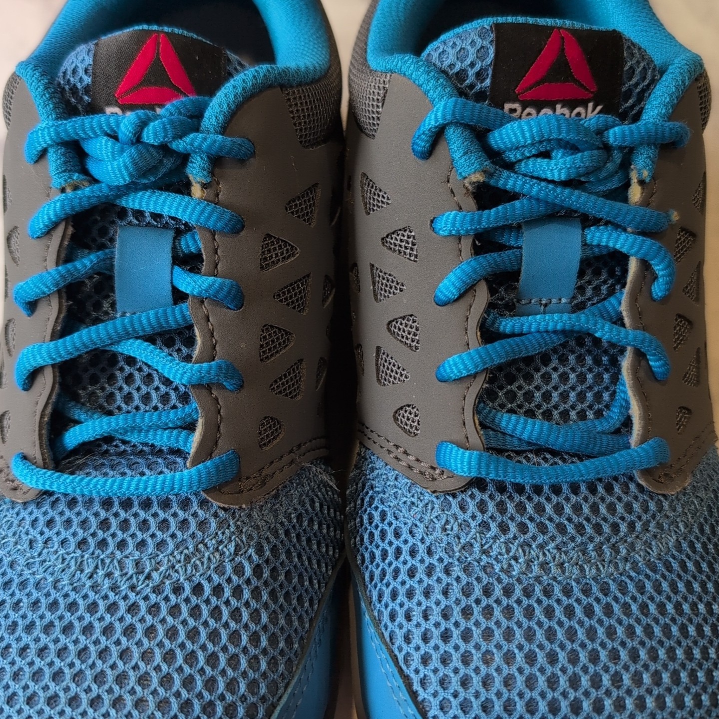 Reebok Women’s Size 8 Work Shoe Alloy Toe Rubber Bottom Blue And Gray