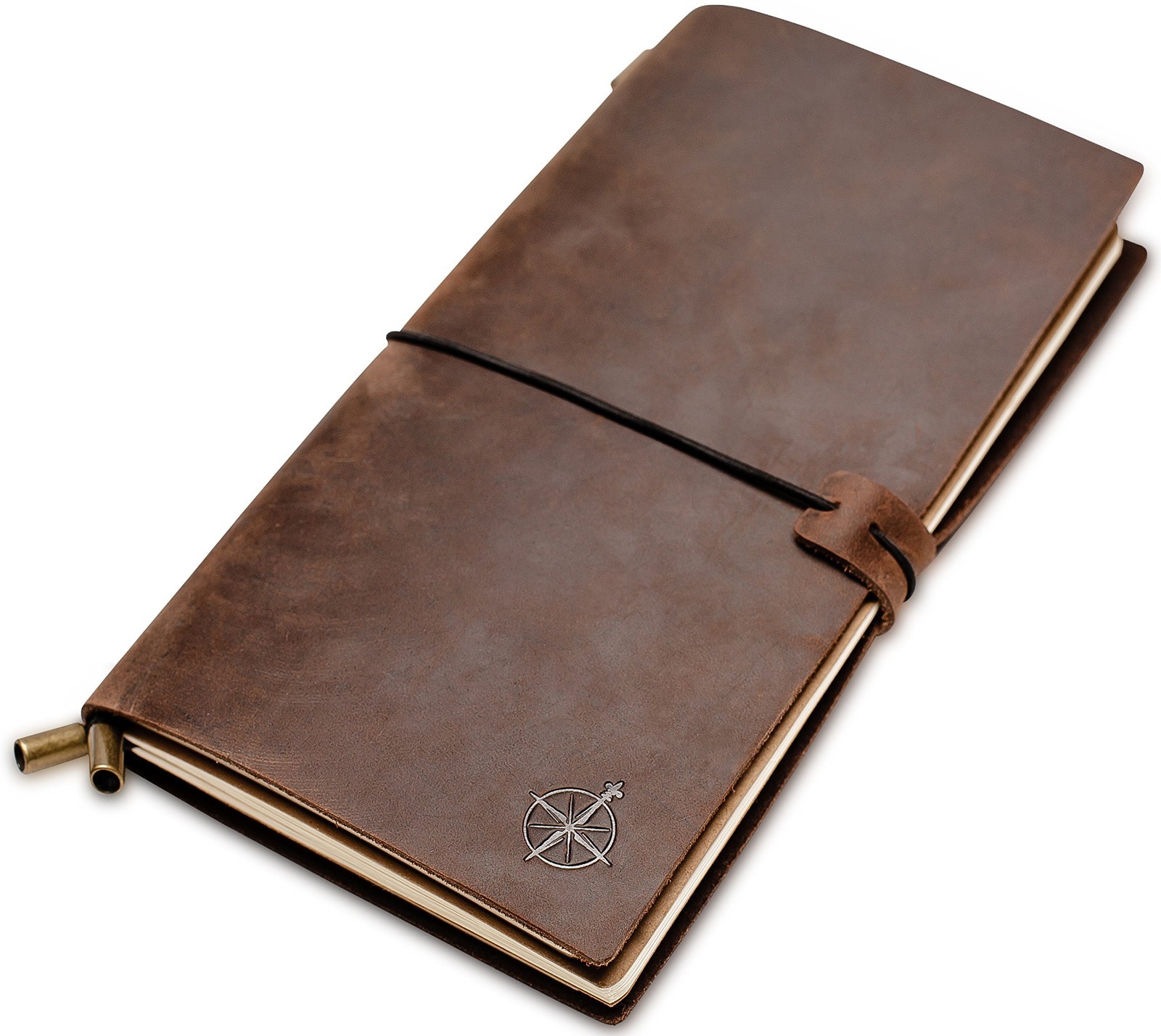 Handcrafted Genuine Leather Travel Journal – Refillable 4.75″x8.5″ Notebook, 100