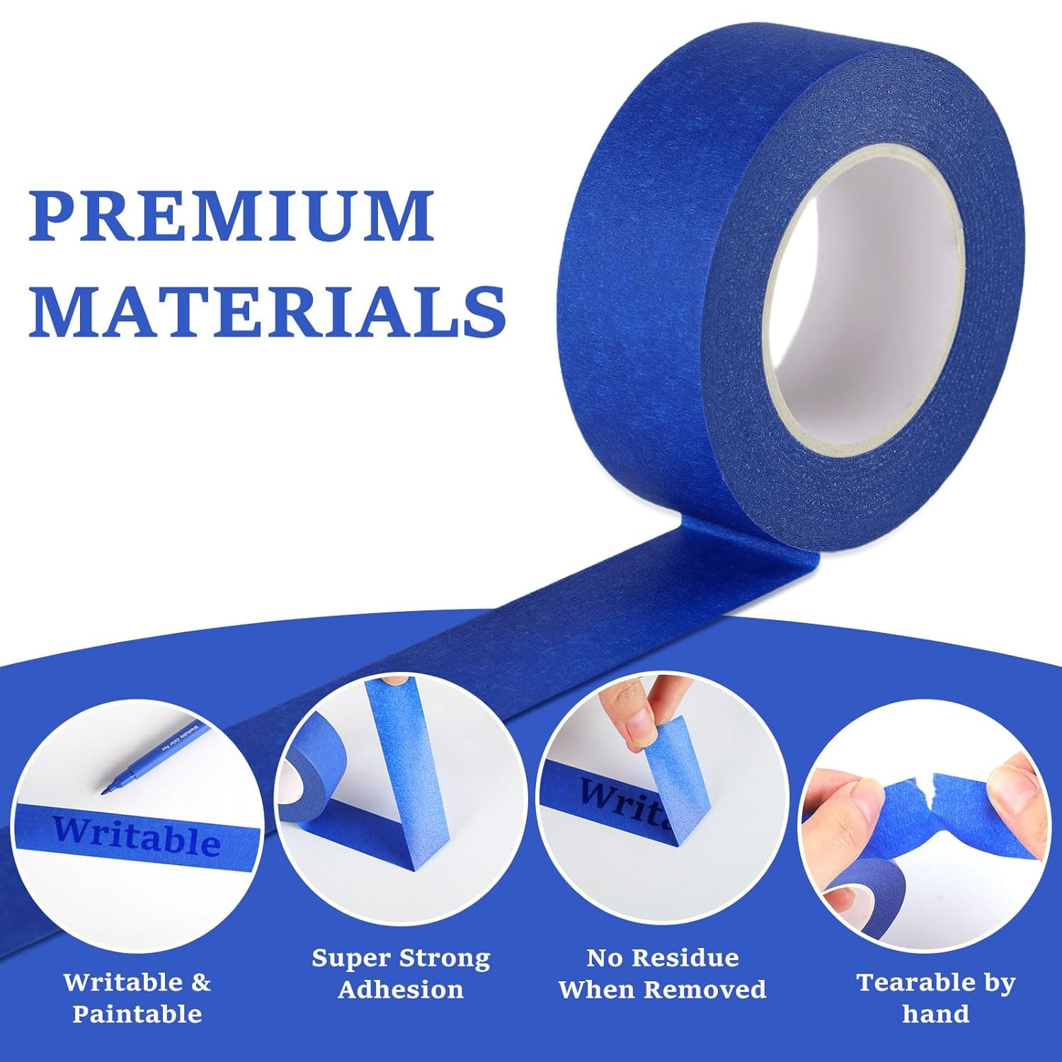 6 Rolls Blue Painters Tape, Multi-Surface Masking Tape, 132 Yd Premium Paint Tap