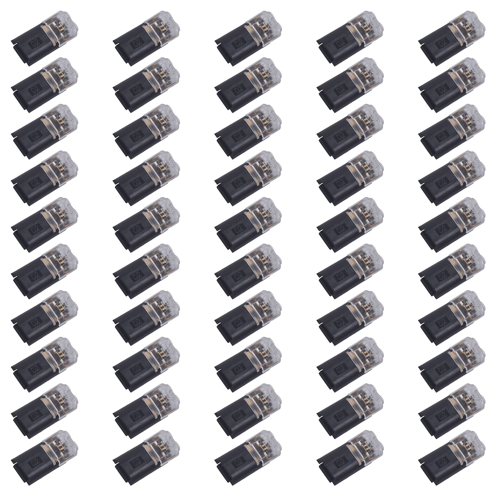 50pcs Double-Wire Plug-in Connector, Cable Clamp with Locking Buckle, AWG 18-22