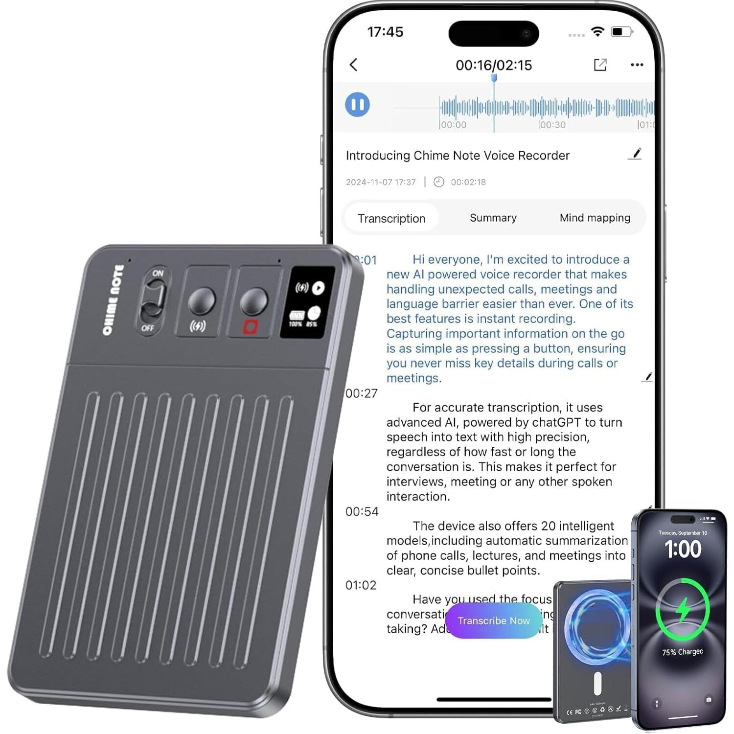 AI Voice Recorder – Voice Recorder w/No Fee for Transcribe Summarize by ChatGPT
