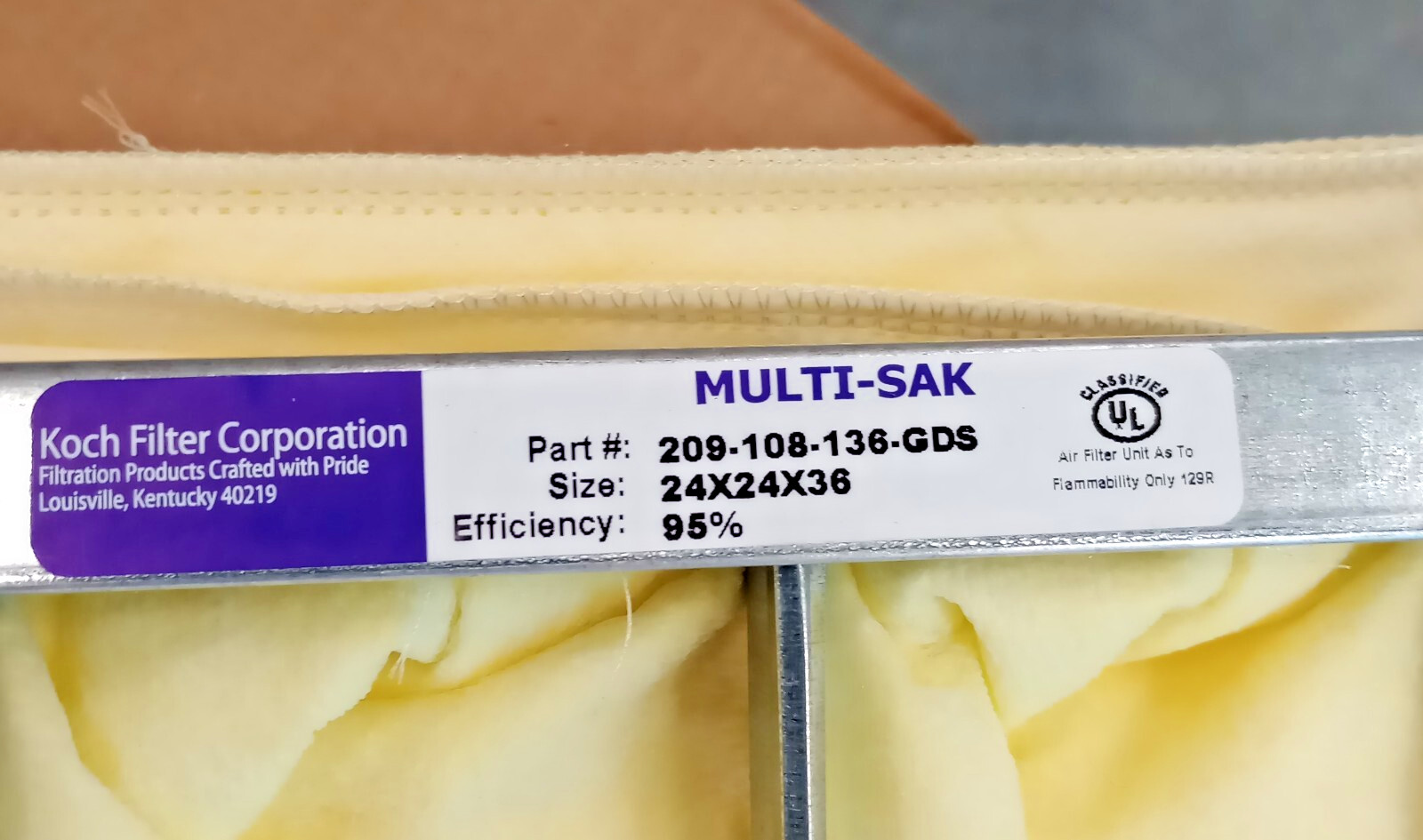 Koch 209-108-136-GDS Air Filter Multi-SAK Series-S (Box of 3 filters) 24x24x36