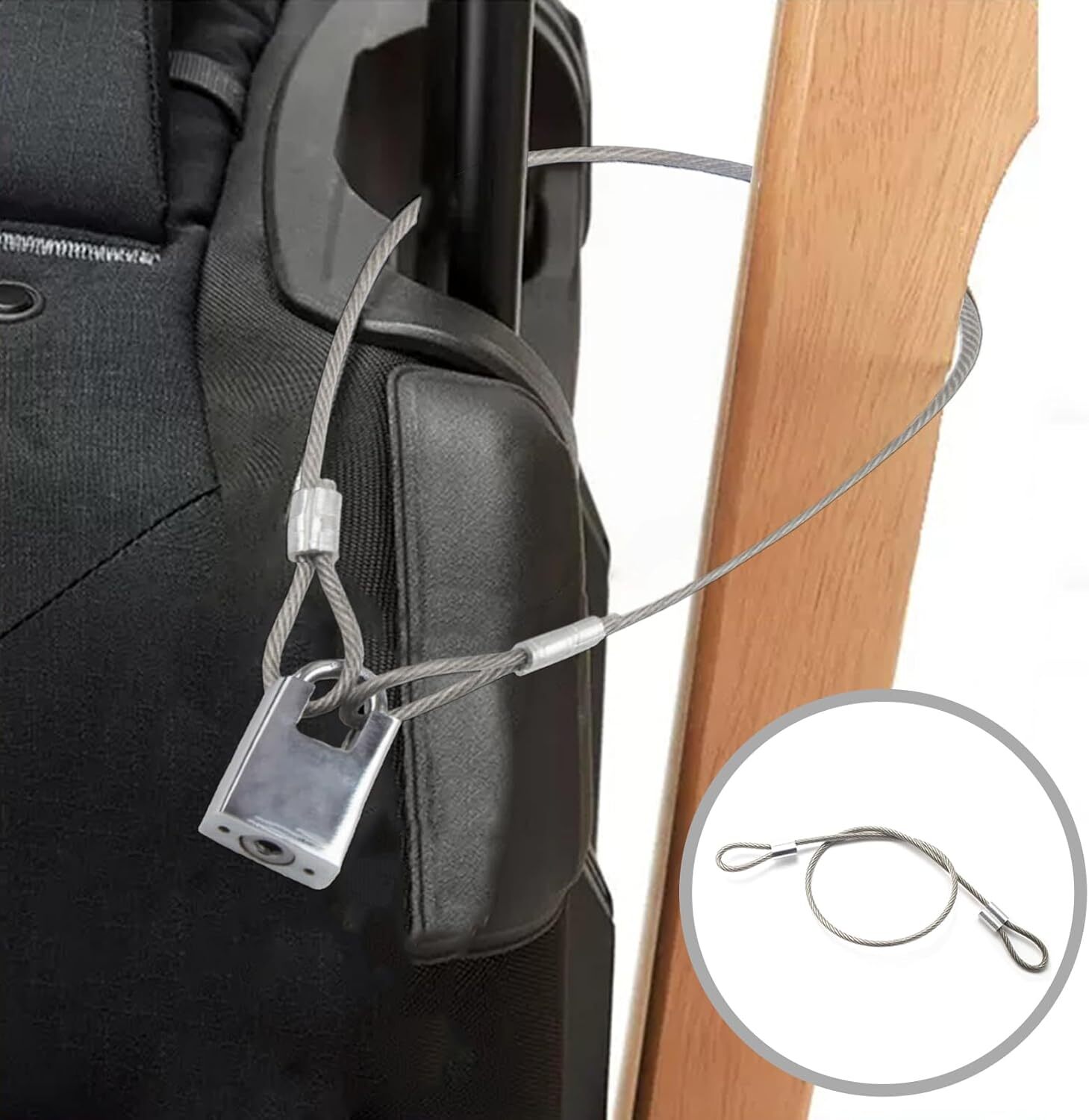 Stainless Steel Cable with Loops, Vinyl Coated Wire Rope Lanyard Lock Security C