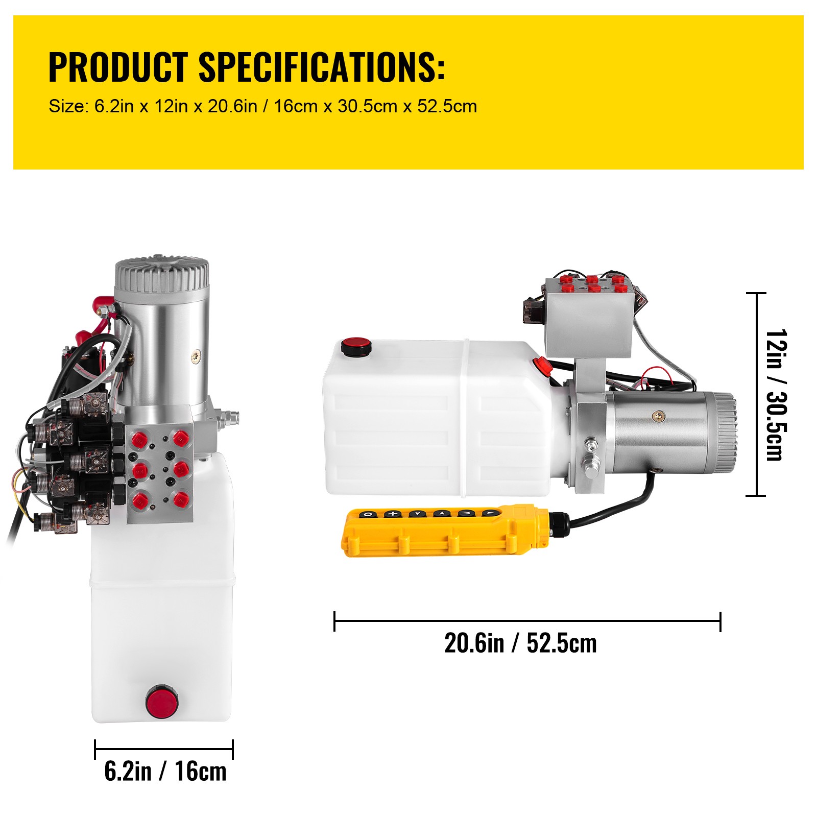 VEVOR 6 Way Hydraulic Pump 12V 6 Quart Double Acting Dump Trailer Control Kit