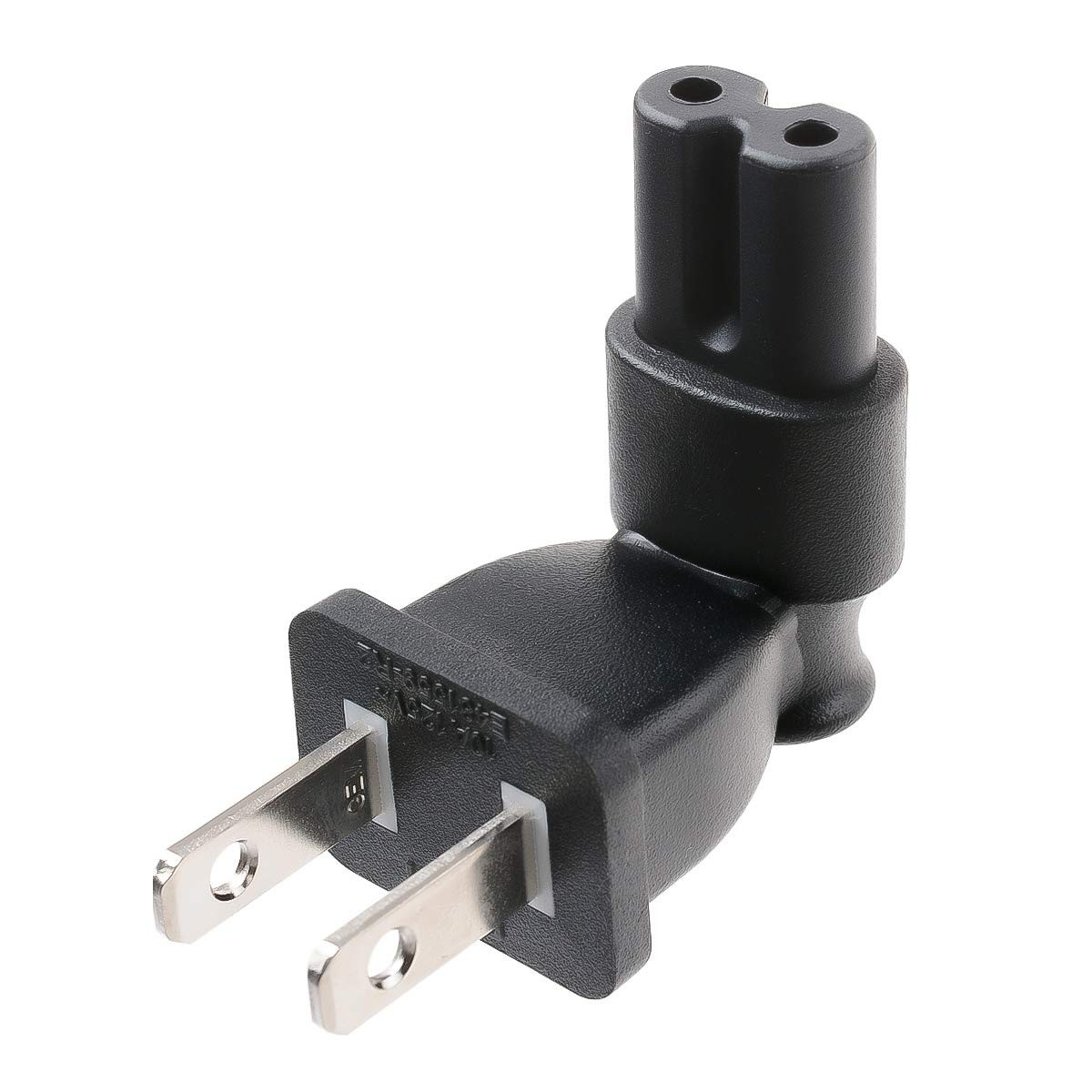 TENINYU 2 Prong Right Angle Plug Adapter,AC power Adapter USA IEC Black