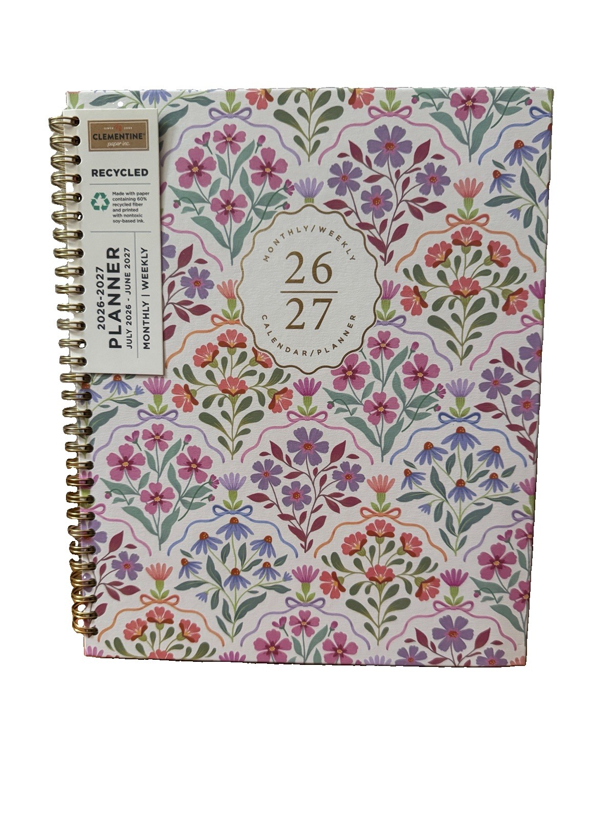 2027 Clementine 12 month Floral Planner July 2026-June 2027 11×9” Notebook Size