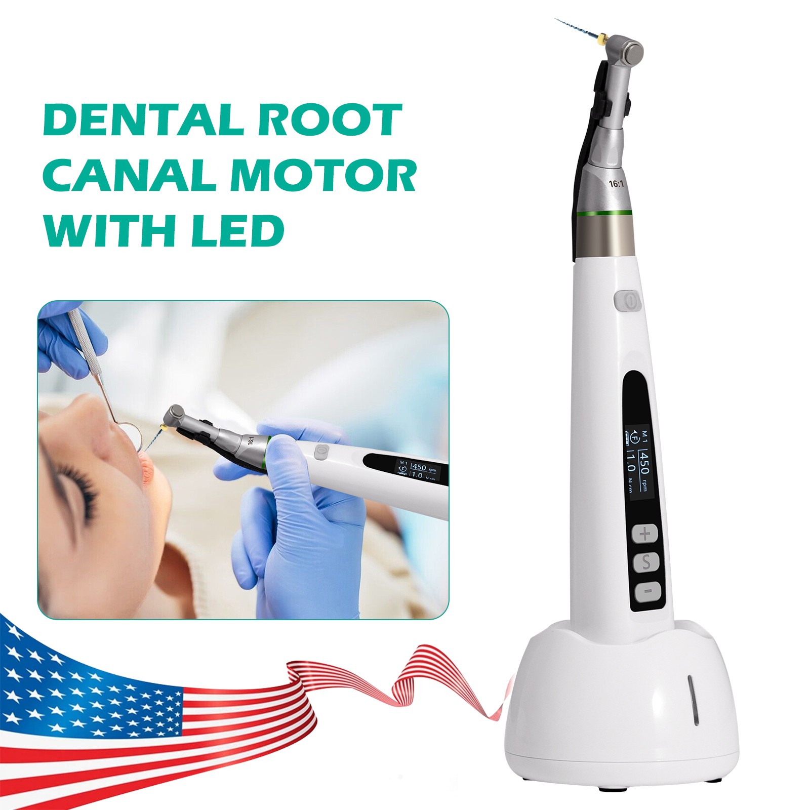 Dental Wireless Cordless LED Endo Motor 16:1 Handpiece Root Canal Treatment