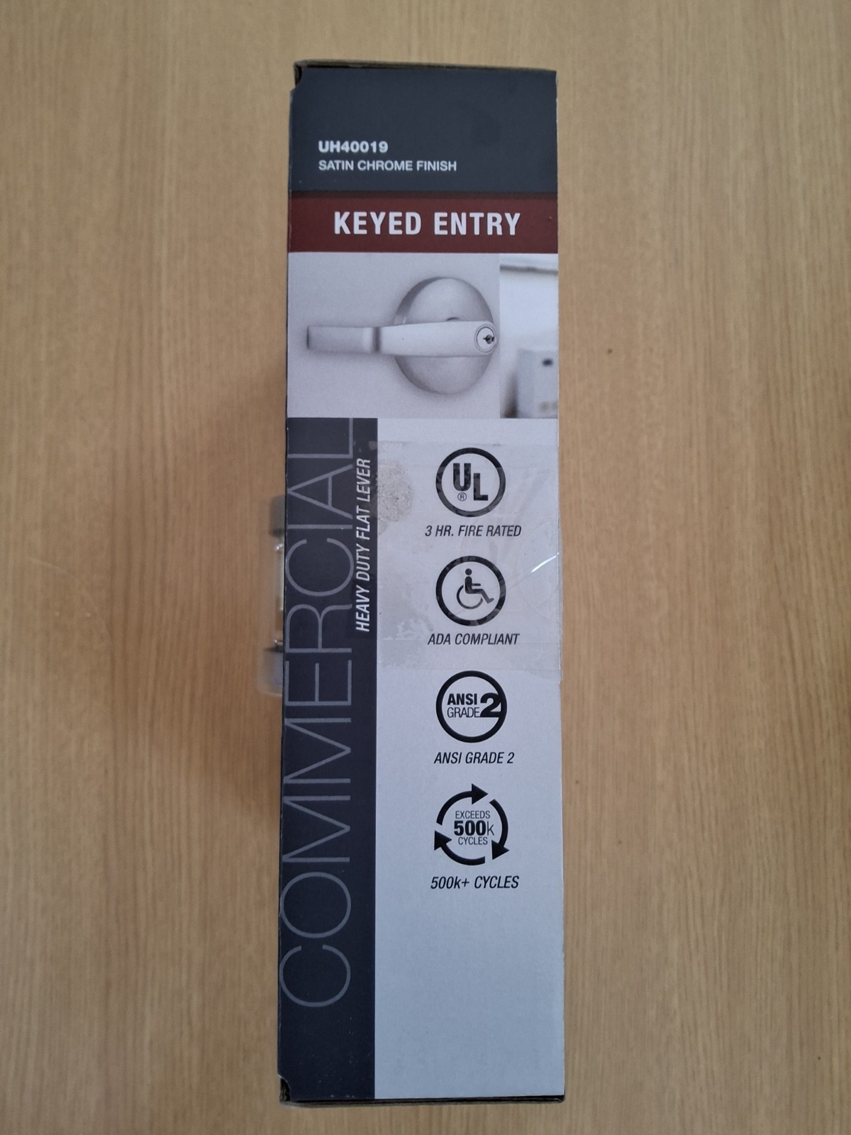 Universal Hardware Commercial Flat Lever Keyed Entry Satin Chrome Finish UH40019