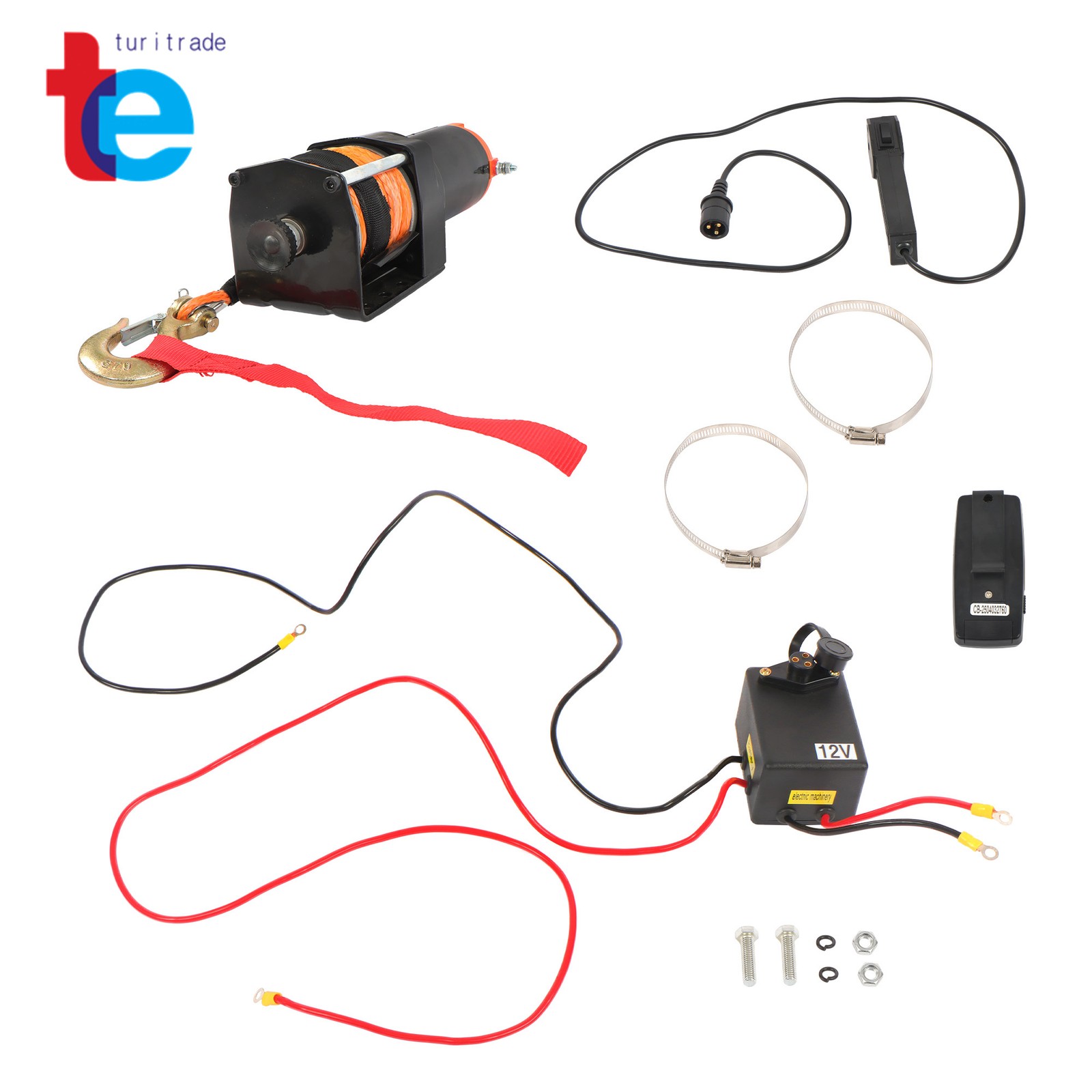 2500 lbs ATV/UTV Winch 12VDC/1.3HP Synthetic Rope Winch with Wireless Remote