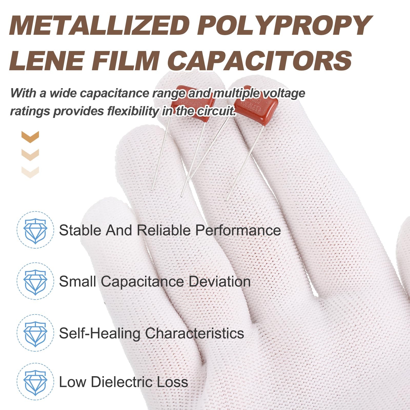 50pcs CBB22 Capacitor 630V 473J 0.047UF Metallized Polypropylene Film Capacitors