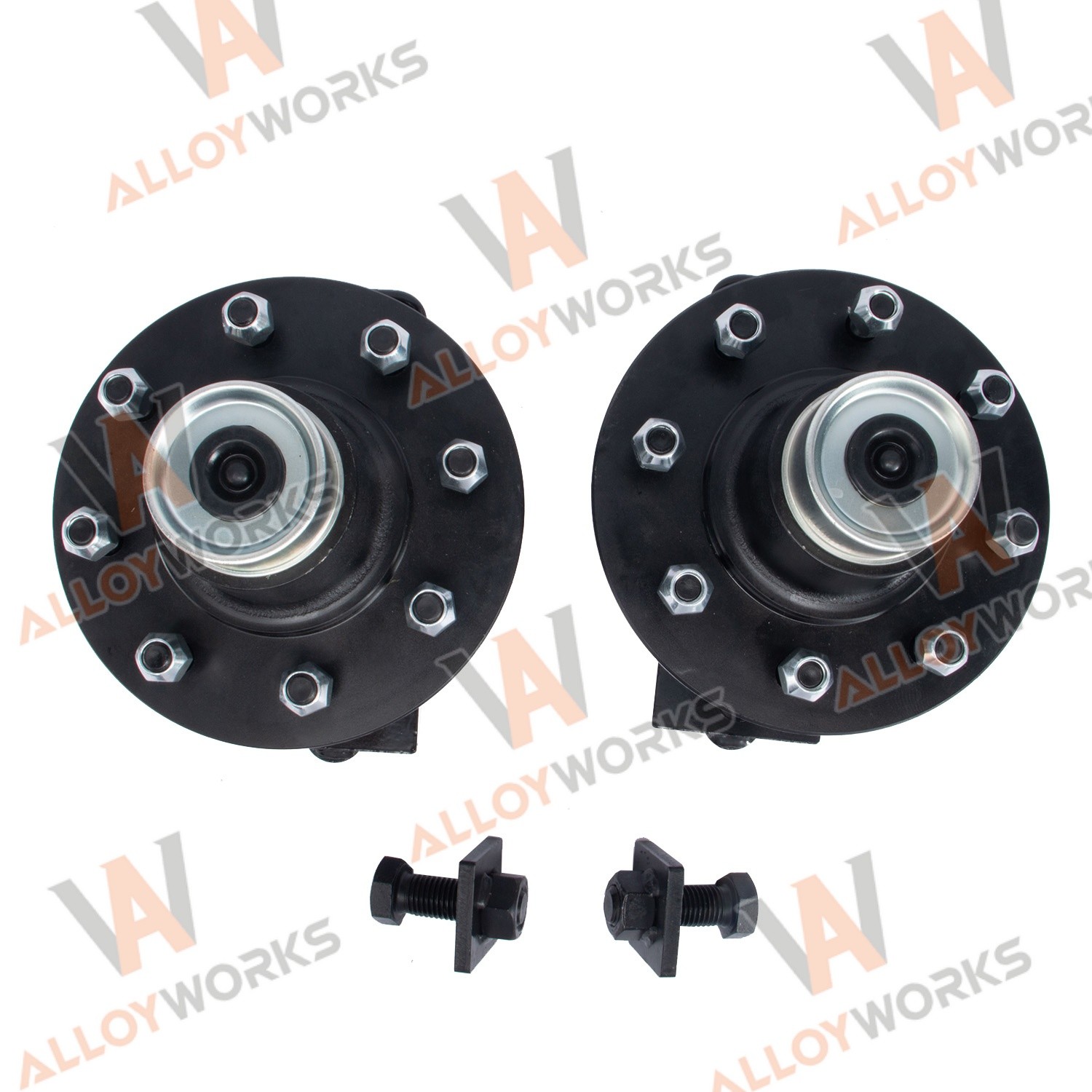 2 x 8000LB 8 x 6.5 Lug Superior Shipping Container Wheels Bolt-on Spindle Kits