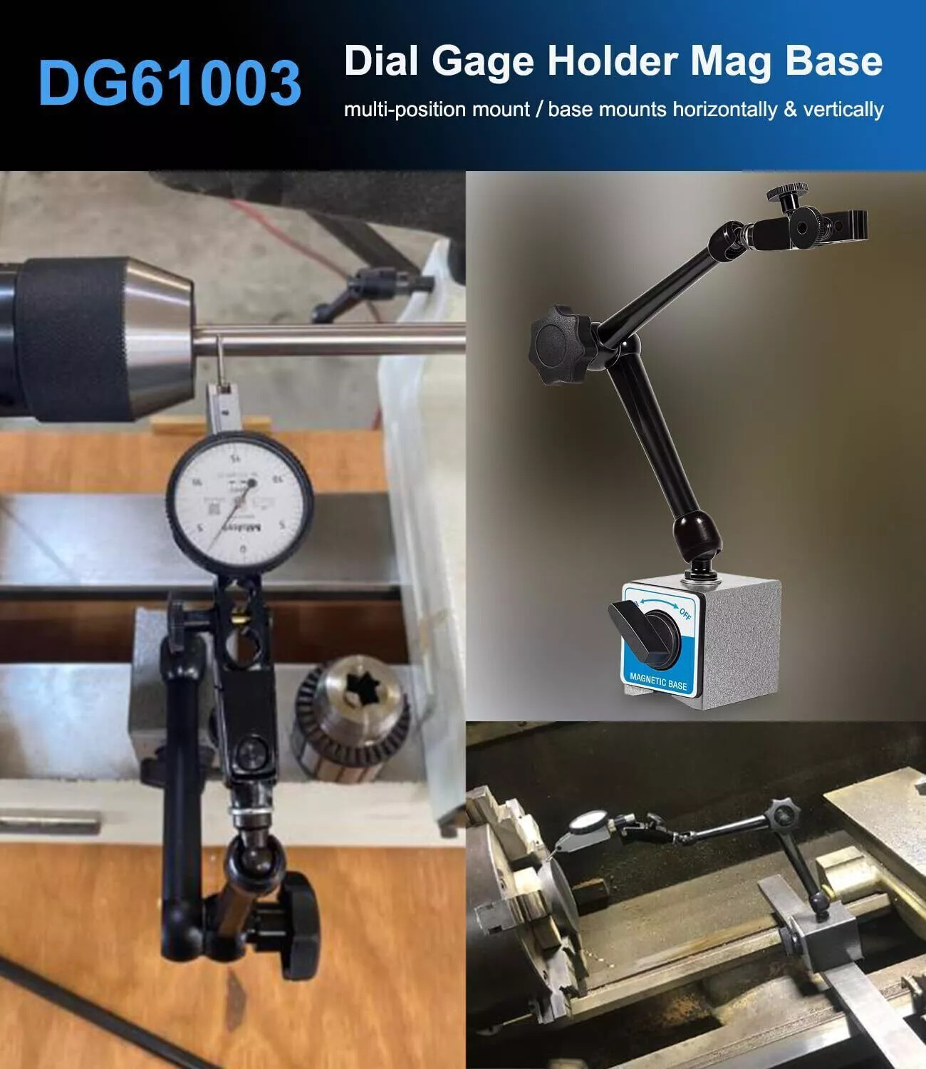 For Noga DG61003 Dial Gage Test Indicator Holder Magnetic Base 176lb Fine Adjust