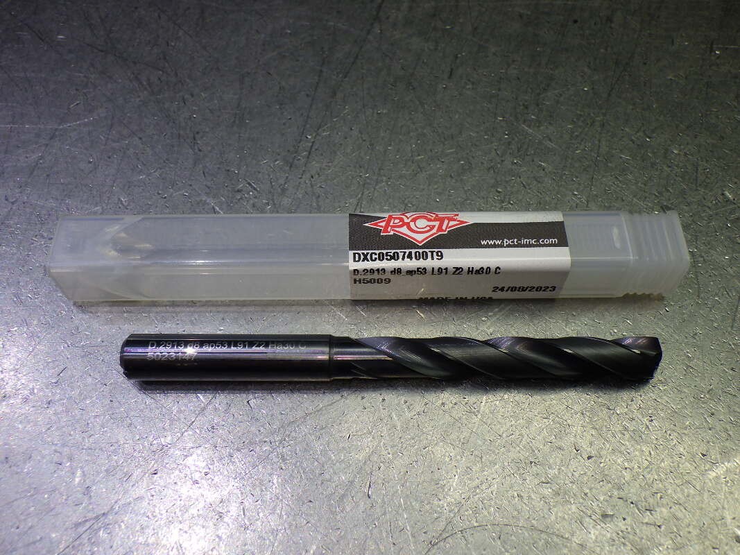 PCT 7.4mm Coolant Thru 5xD Carbide Drill 8mm Shank DXC0507400T9 (LOC1128C)