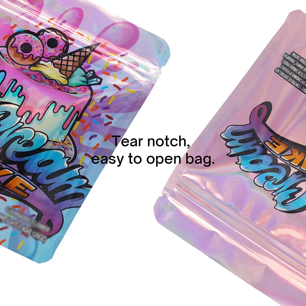 100pcs Foil Food Mylar Bags Smell Proof Resealable 3.5g Zip Seal Stand Up Pouch