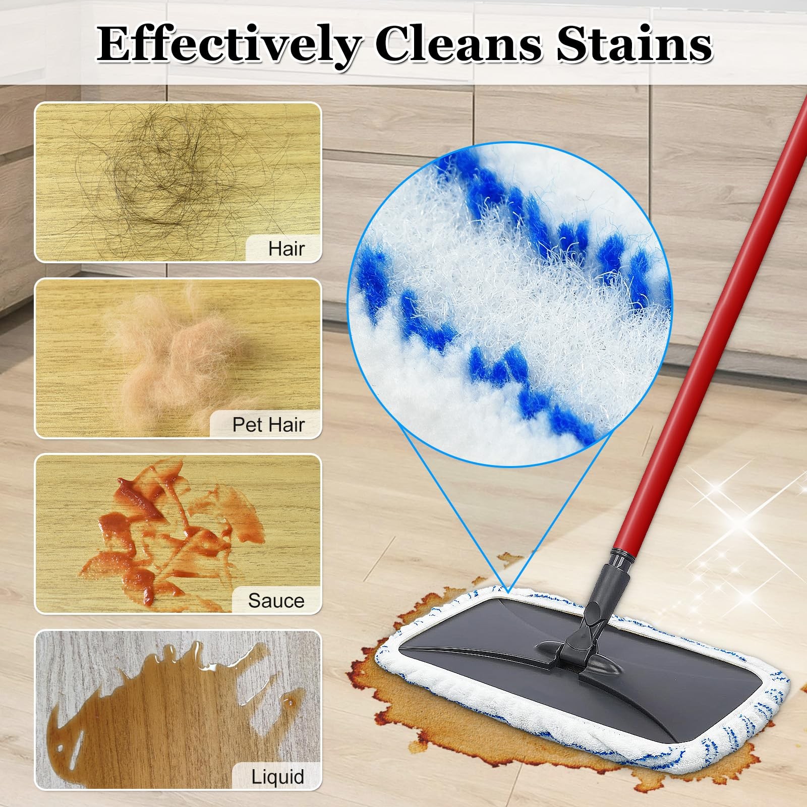 Mop Heads Replacements for Ocedar Hardwood Floor ‘N More 15 x 8, Blue