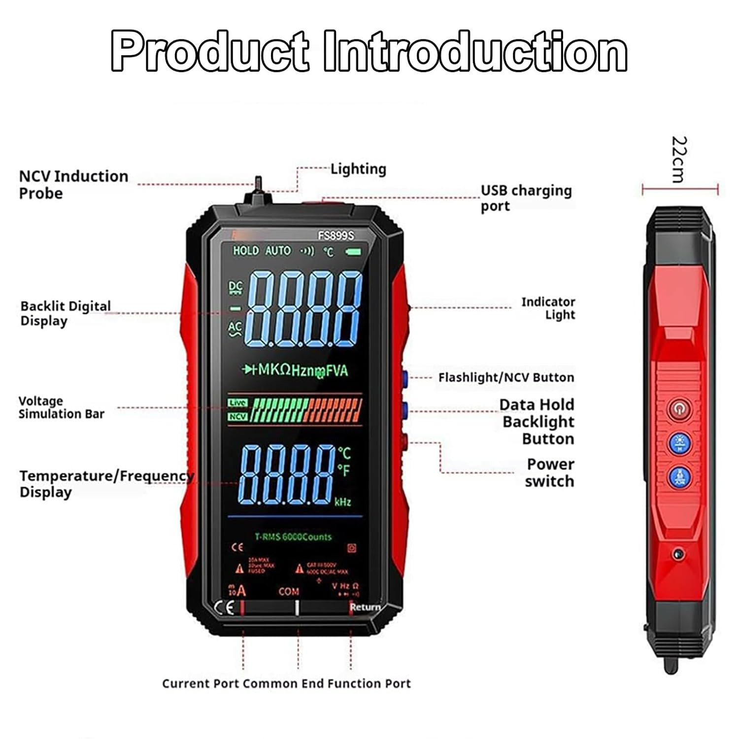 2026 Upgraded FS899L Digital Multimeter, Color Screen, USB-C with 16Pcs Silicone