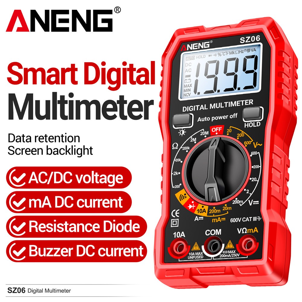 Digital Multimeter Tester AC DC Volt Ohm Amp Clamp Meter Auto Range LCD Handheld