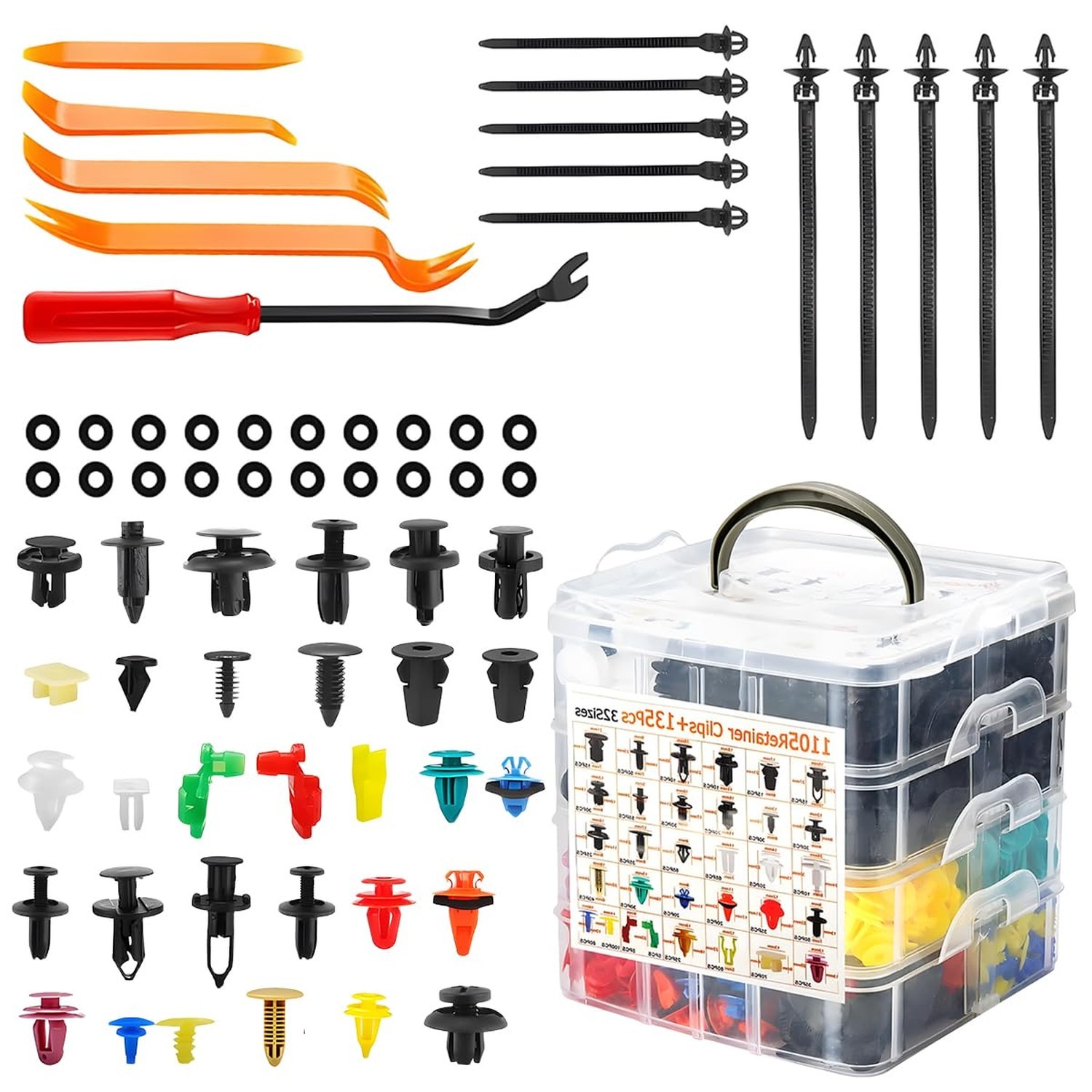 1240PCS Car Push Retainer Clips & Fasteners Kit – 32 Universal Sizes Nylon