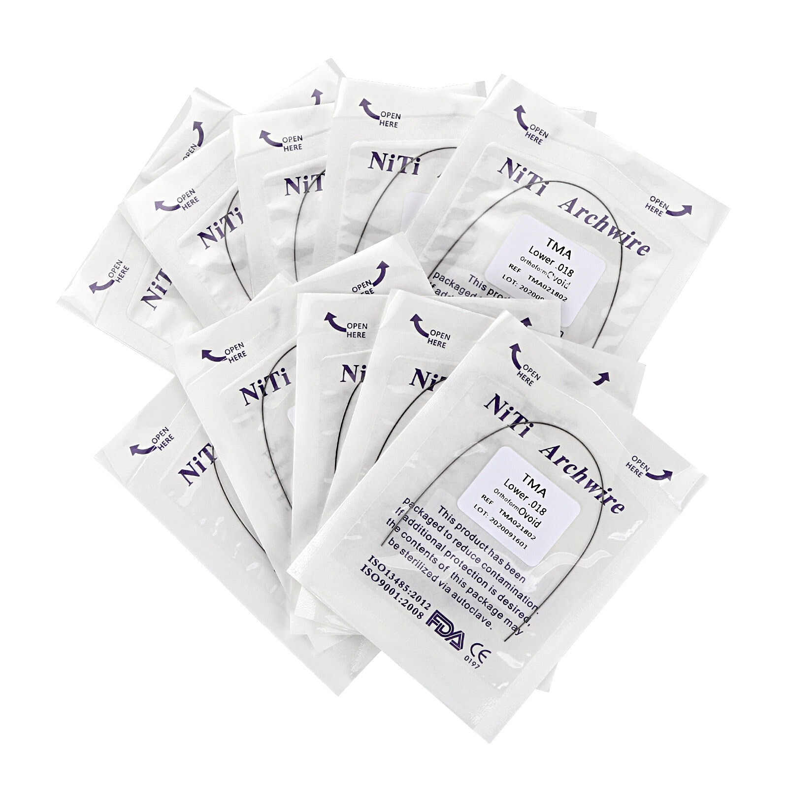 Dental Orthodontic TMA Beta Arch Wire Ti-Mo Alloy Round Ovoid/Natural 012-020