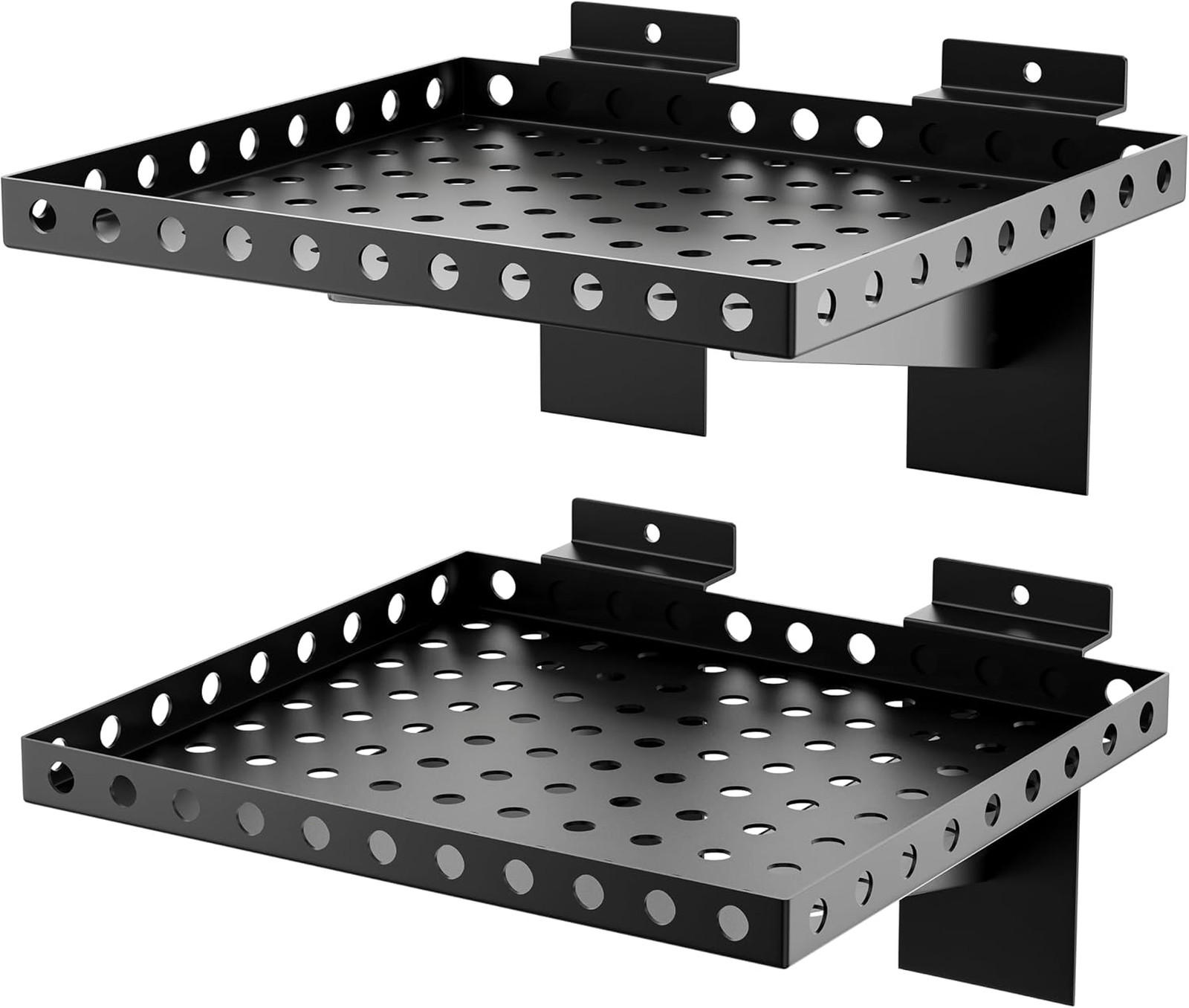 2 Pack Heavy Duty Metal Slatwall Shelves for Retail Garage Home Storage 10×12