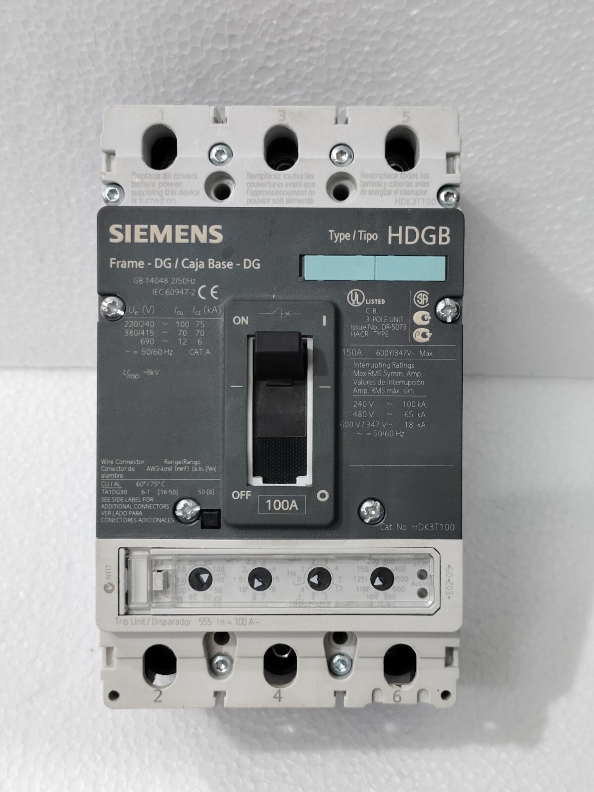 SIEMENS HDK3T100 HDGB 3VL9210-6PE30 Circuit Breaker FREE FAST SHIPPING UPS & DHL