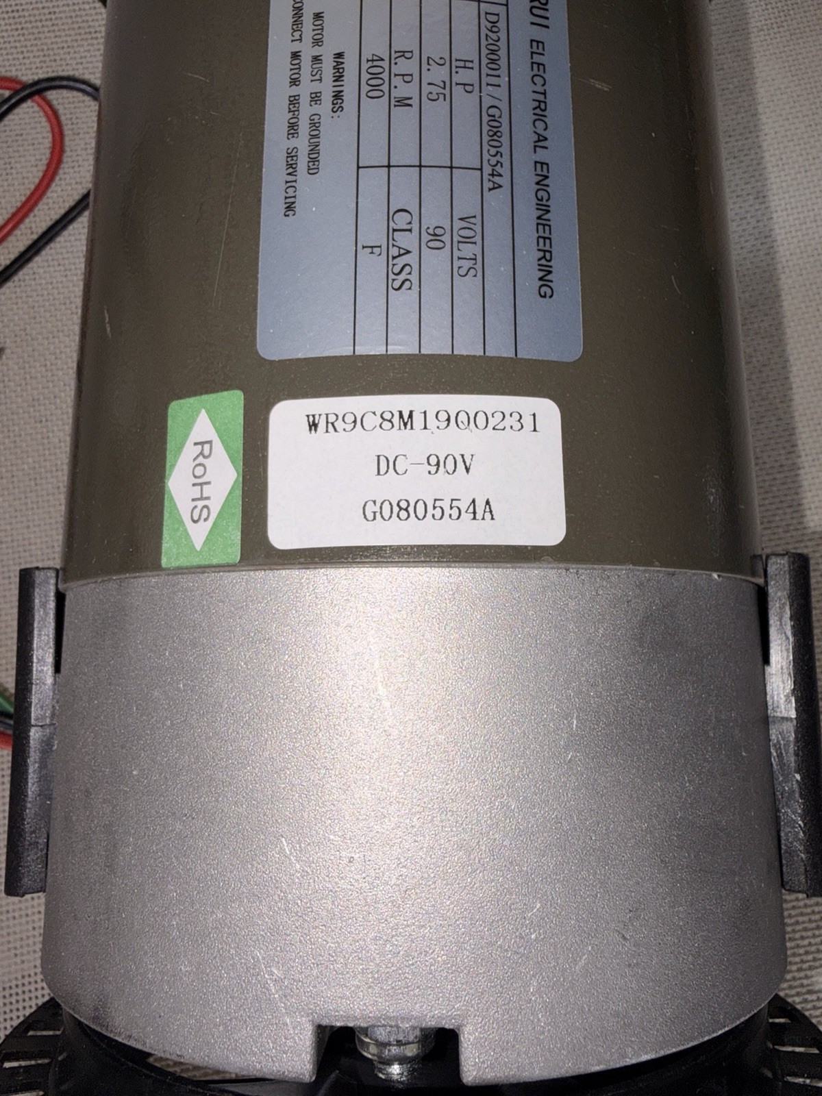 Wanrui WA147 New Treadmill DC Drive Motor, 2.25 HP, 90V, 4000 Rpm,
