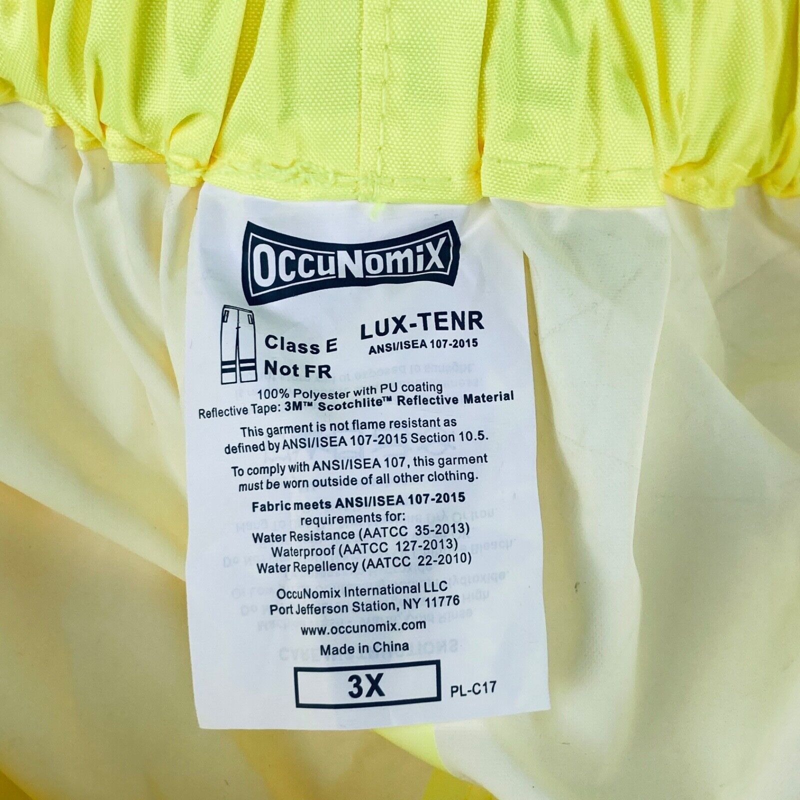 Occunomix LUX-TENR HI VIS Rain Pants Class E Yellow& Black Size 3XL!