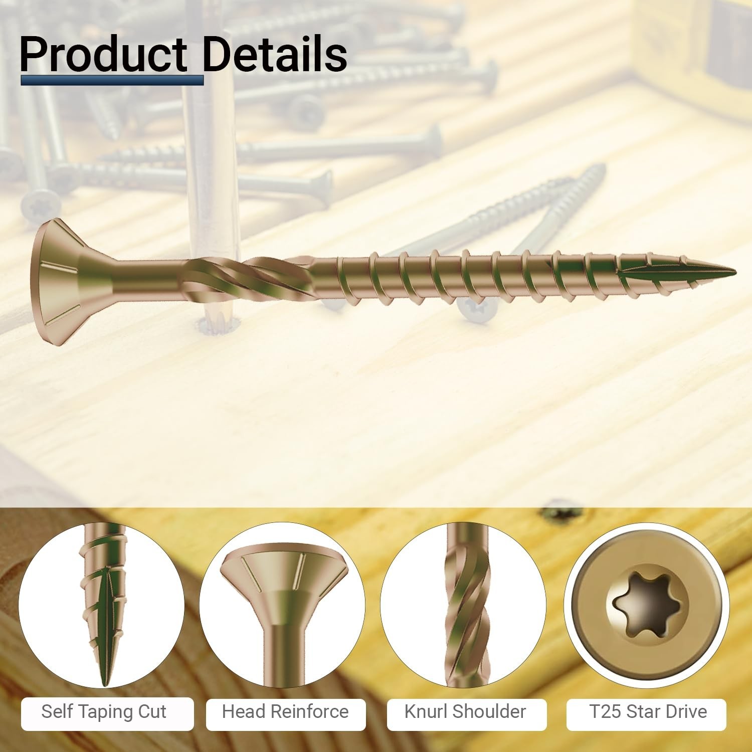 Deck Screws 3 Inch, #10 X 3, 5Lb, Rust Resistant, Brown Epoxy Coated