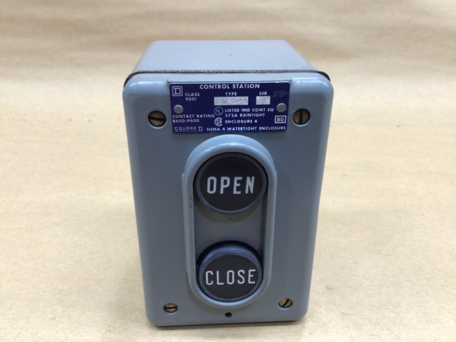 SQUARE D BW-244 Push Button Control Station Open/Close #1046k27iac