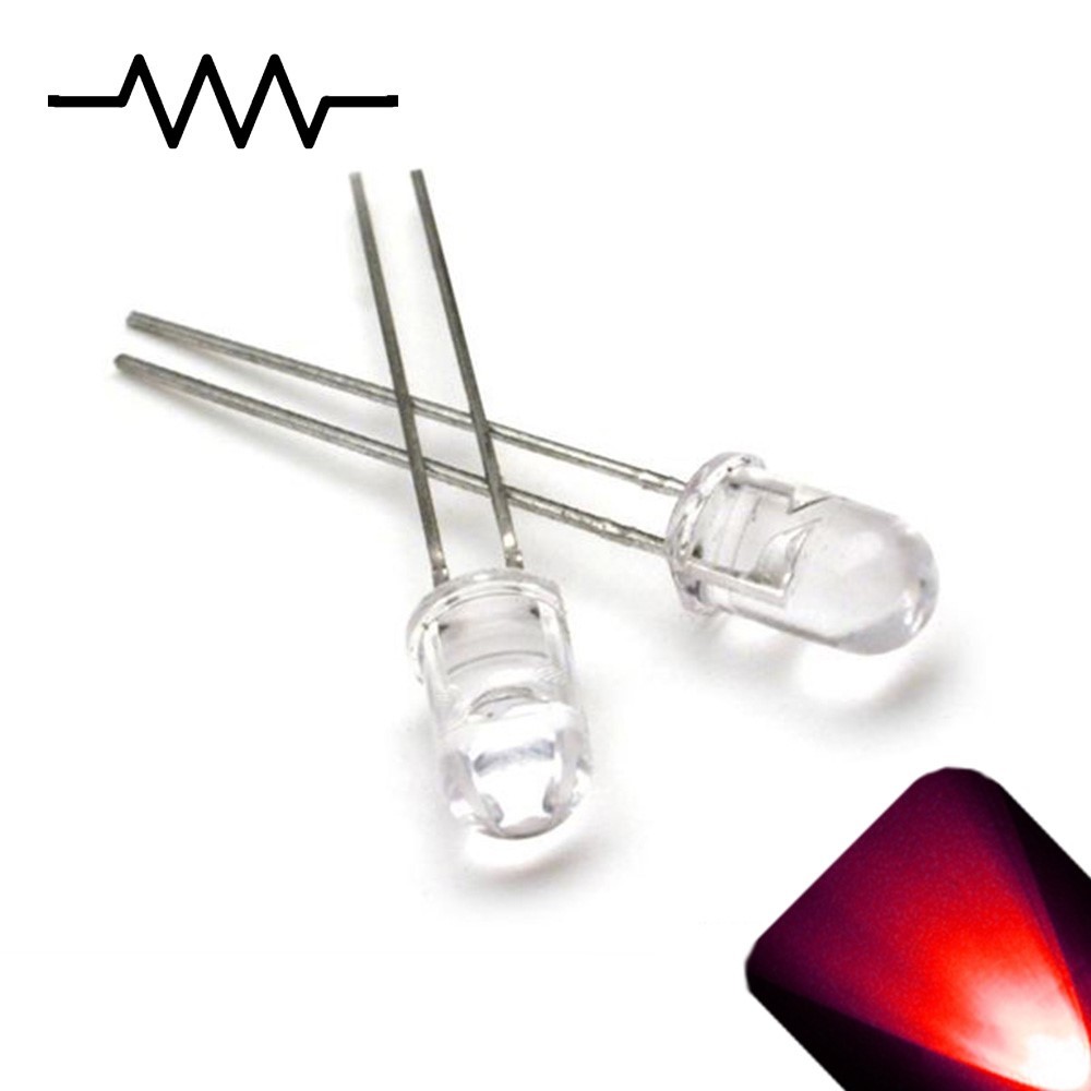10 x 12v 5mm LED Light Red Ultra Bright Internal Resistor 5v-15v 9v 6v 14v 7 no
