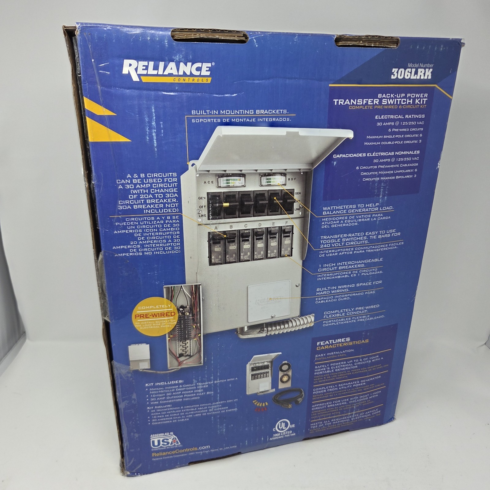 Reliance Controls 30-Amp ProTran 2 Manual Transfer Switch 8000 Watt Model 306LRK