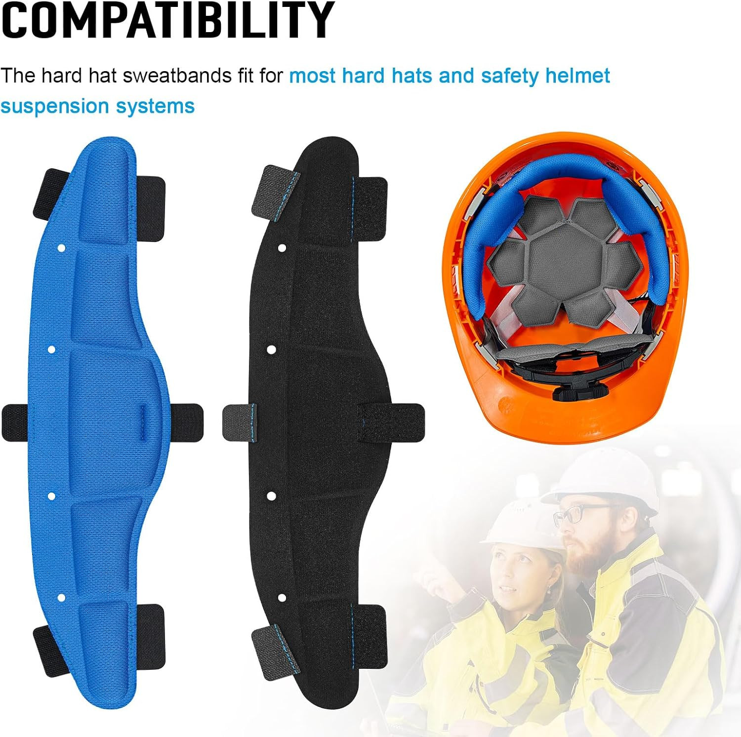 Hard Hat Sweatbands, Sweat Band for Safety Helmet, Washable Hard Hat Cooling