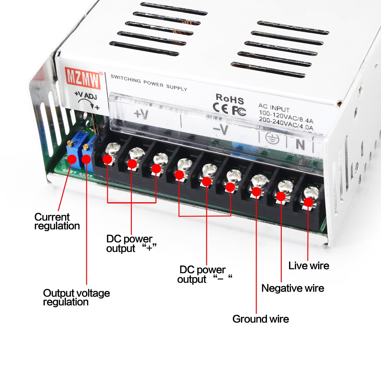 【USA】600W 24V DC 25A Switching Power Supply PSU Adapter 0-24VDC for LED/Pump/3D
