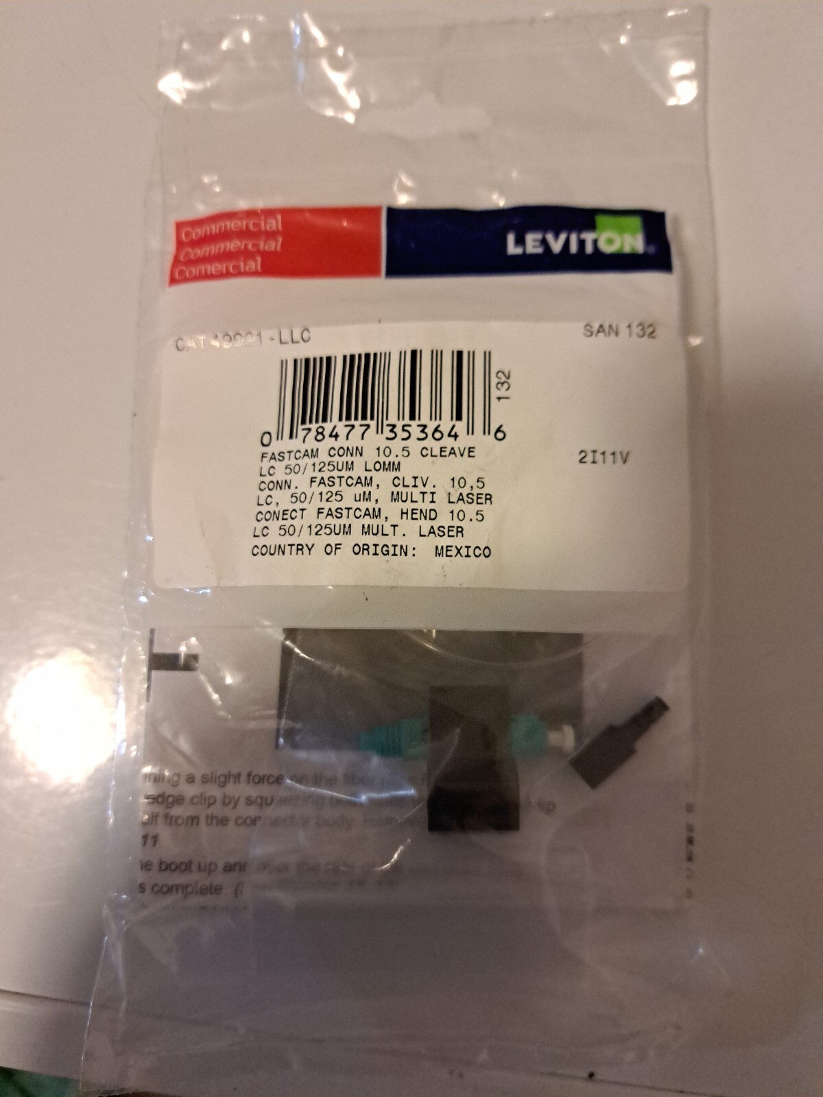 Leviton 49991-LLC Fiber Optic Connector – Blue 10.5 Cleave Pack Of 8