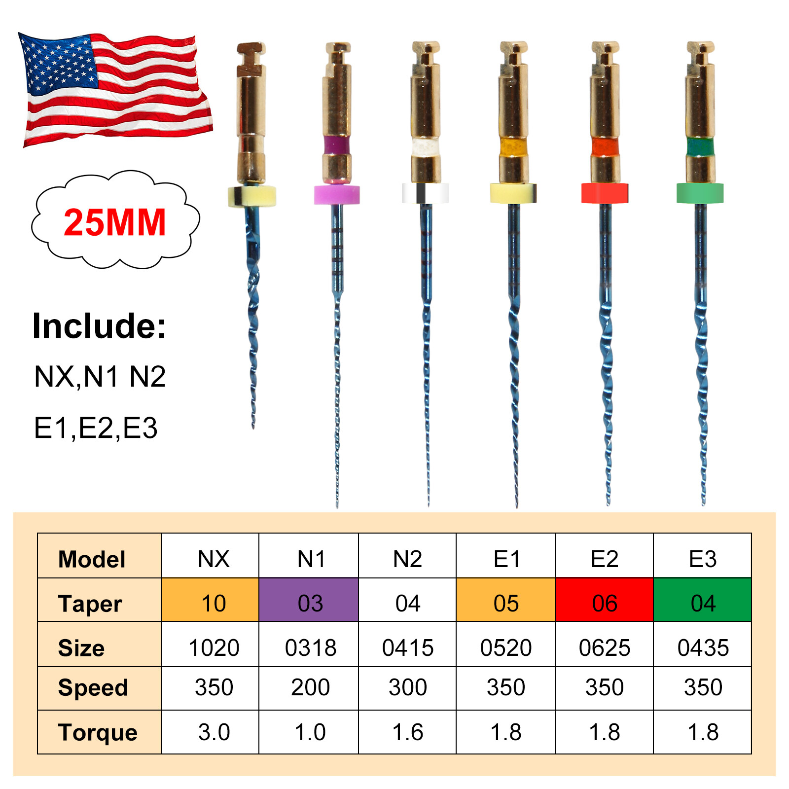 limas endodónticas de motor rotatorio Super NiTi sale 25mm CE FDA 6pcs