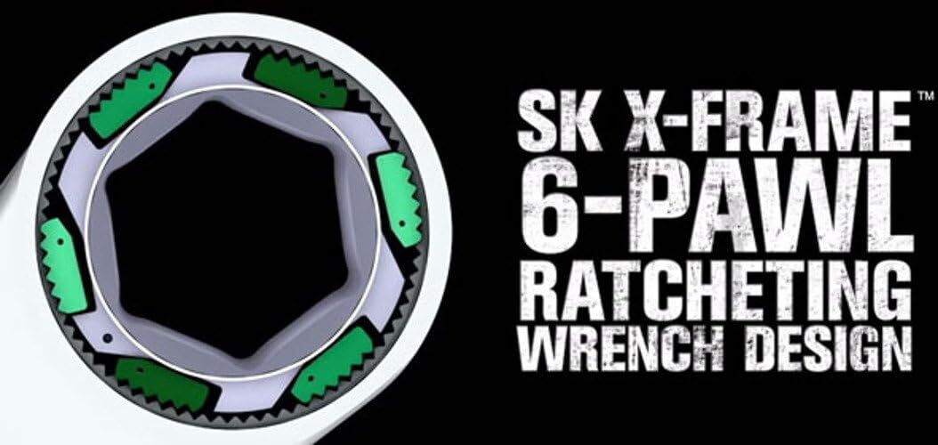 SK Tools X-Frame 6Pt Fractional Combination Wrench Set 7 Piece (80049)
