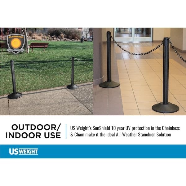 Versatile Yellow Stanchion with 10′ Durable Plastic Chain for Indoor/Outdoor Use