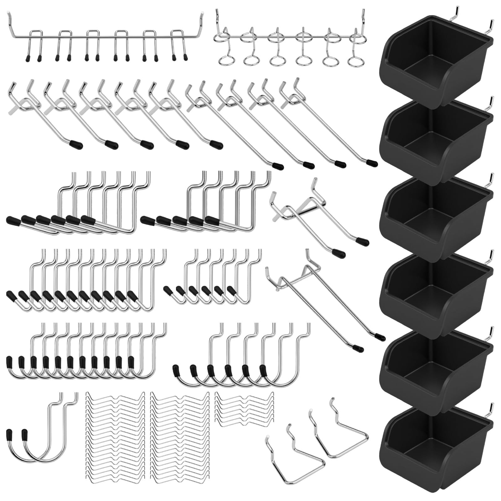 Ultimate 121-Piece Pegboard Hooks Set, Accessories with Metal Black